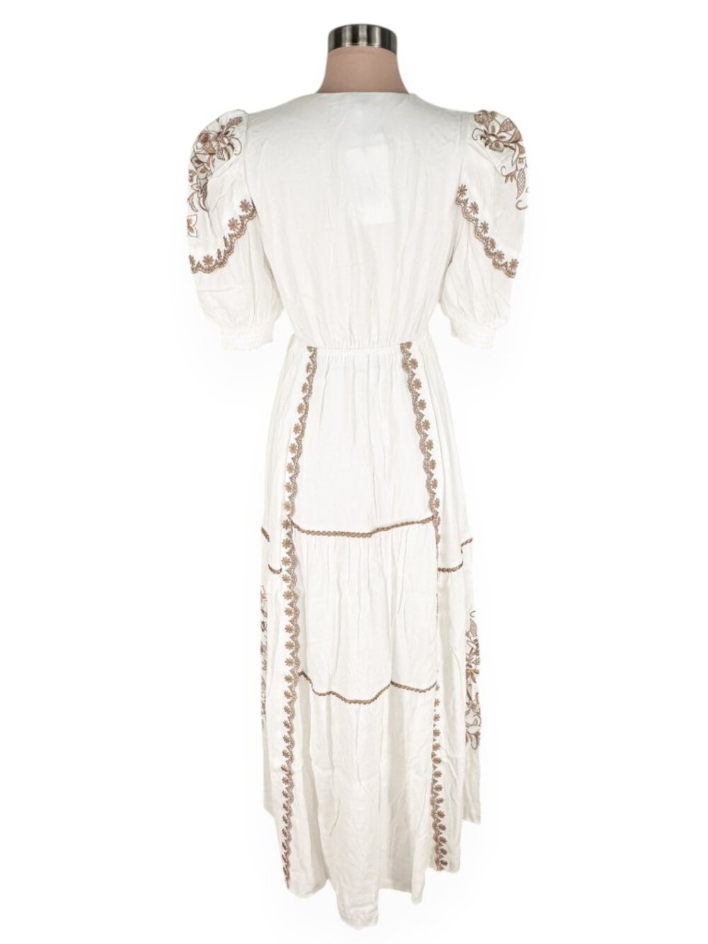 Hale Bob Stefani Embroidered Maxi Dress in Beige Off White Boho New NWT XS - Picture 6 of 7
